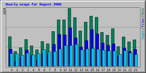 Hourly usage for August 2008