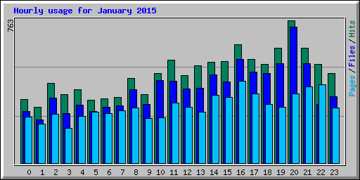 Hourly usage for January 2015